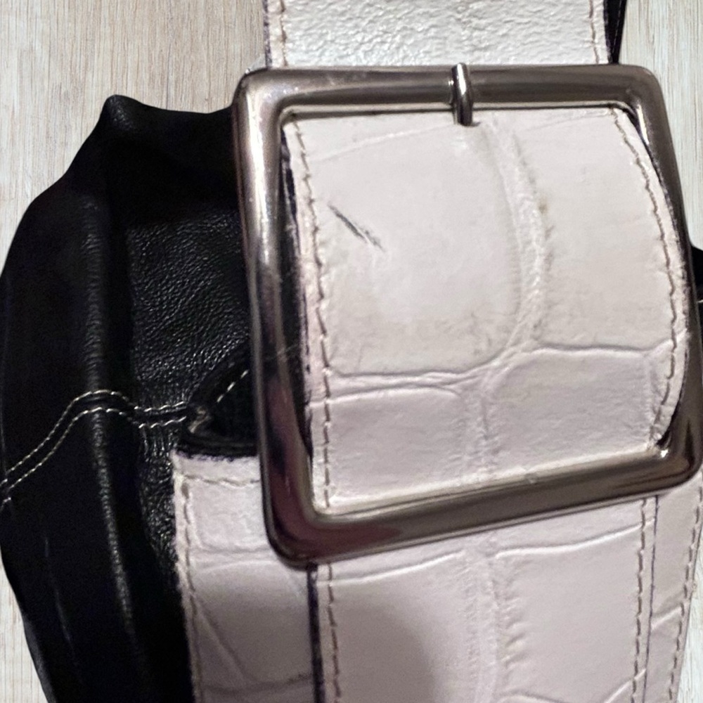 Pulicati Italia Purse Color Block Black White Leather Shoulder 3 Compartments - Picture 8 of 13